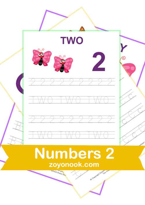 Free Printable Math Numbers activity Worksheets – Number 2 Two Sheets
